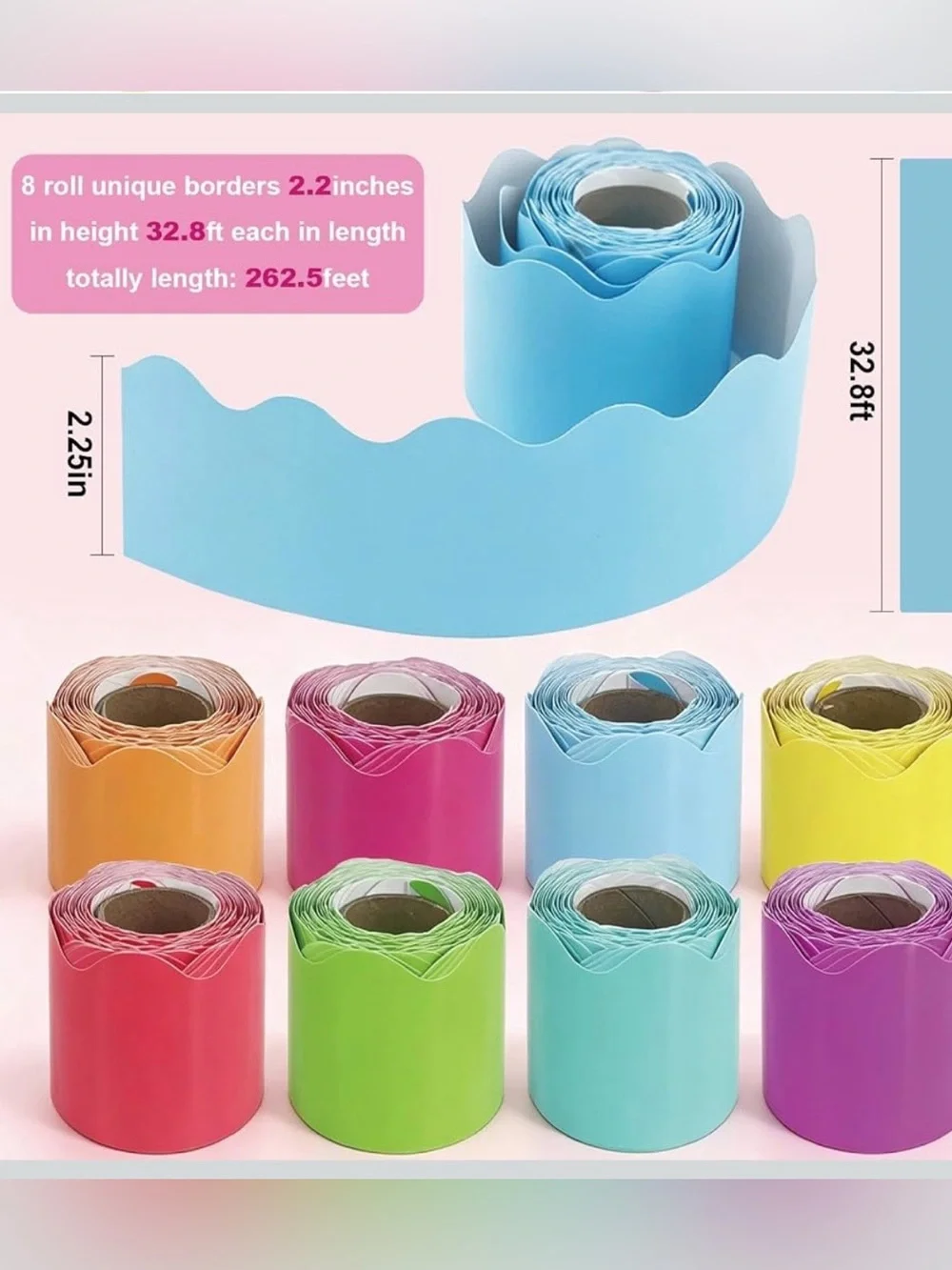 8 rolls 262.4 ft colorful bulletin board border for classroom school office